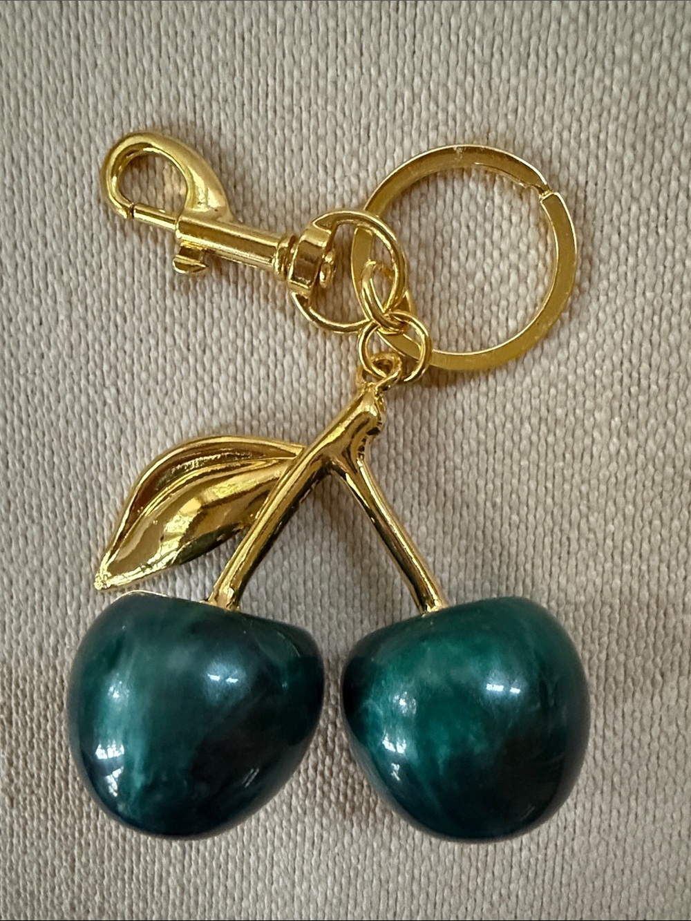 Green XL Cherry Keychain Charm